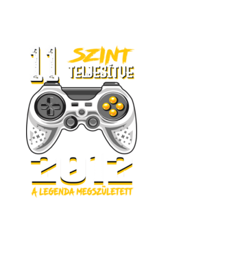 11. szint teljesítve 2012 a Legenda megszületett Gamer minta fekete pólón