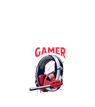 Gamer fejhallgató minta fehér pólón