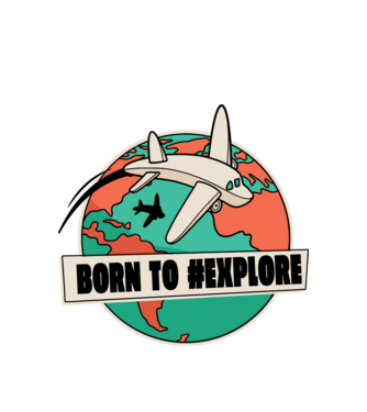 Born To Explore minta fehér pólón