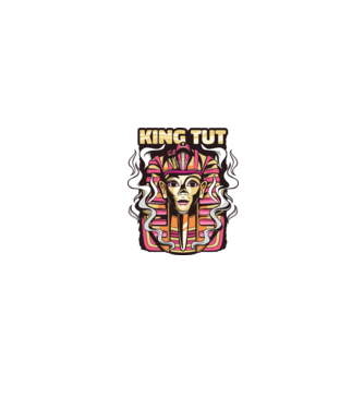 King Tut - Tutanhamon Fáraó minta fehér/piros pólón