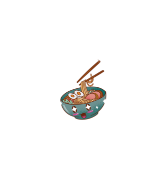 Kawaii Ramen minta homokszín pólón