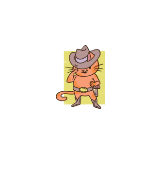 Cowboy macska minta fekete pólón