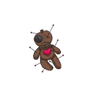 Voodoo baba minta fekete pólón