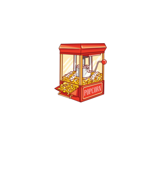 Popcorn gép minta fekete pólón