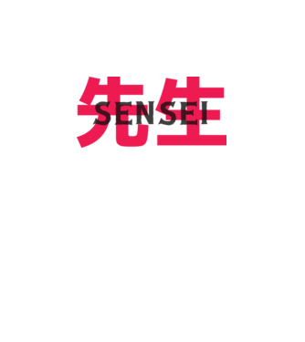 Japán sensei minta világos rózsaszín pólón