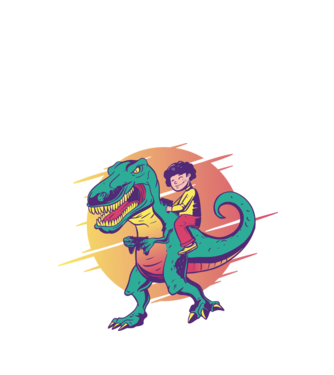 T-rex Gamer Dinoszaurusz minta fekete pólón