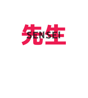 Japán sensei minta fehér pólón
