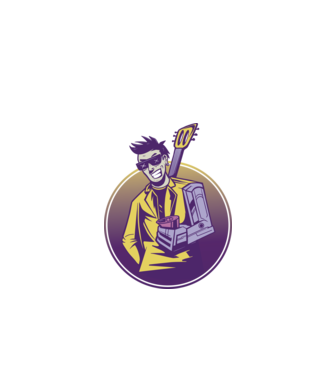 Cyberpunk Gitáros minta fekete pólón