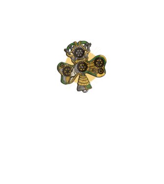 Steampunk lóhere minta királykék pólón