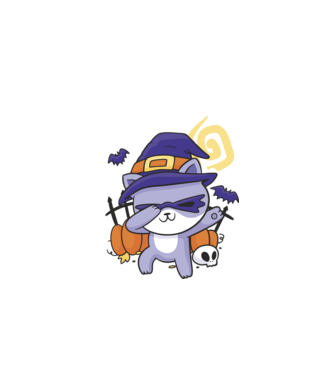 Halloween Cica DAB minta szürke pólón