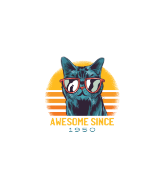 Awesome since 1950 Cat Cicás póló minta fekete pólón