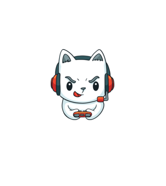 Gamer cica minta világoskék pólón