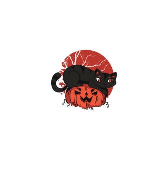 Cica Tök fejen Halloween minta farmerkék pólón