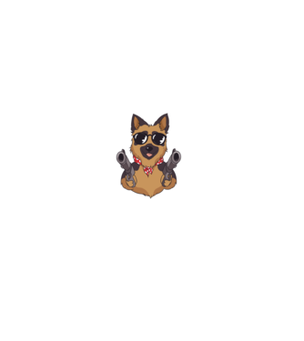 Pew Pew Madafakas Németjuhász minta fekete pólón
