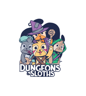 Sloths Dungeons minta fehér pólón