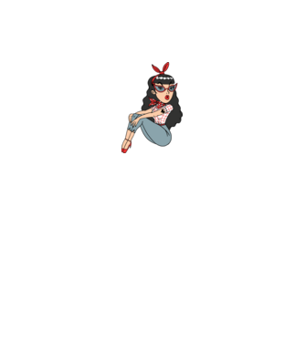 Rockabilly lány minta királykék pólón