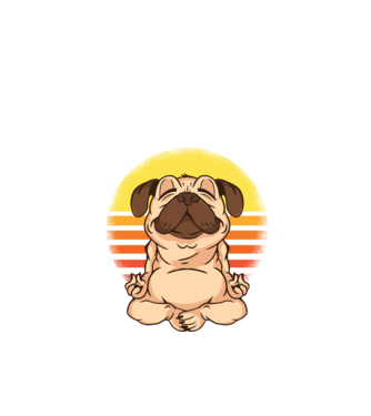 Mopsz Jóga póló minta fekete pólón