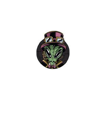 Steampunk földönkívüli minta szürke pólón