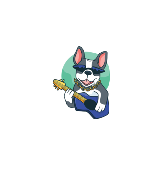 Gitáros Bulldog minta zöld pólón
