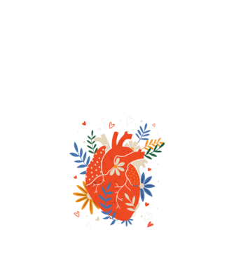 Floral Szív minta fekete pólón
