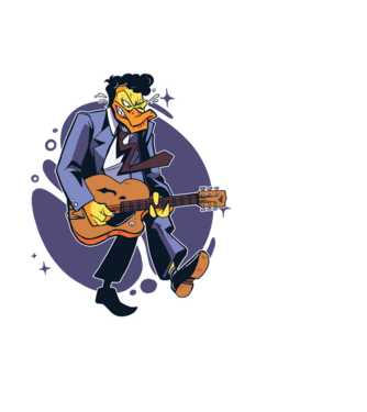 Gitáros kacsa minta fekete pólón
