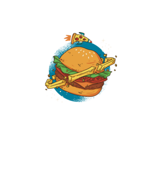 Hamburger bolygó minta szürke pólón