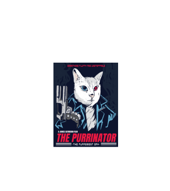 The Purrinator Cica minta türkiz pólón