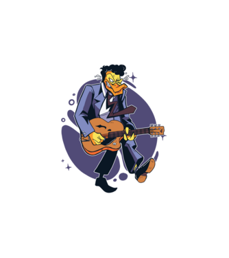 Gitáros kacsa minta fehér pólón