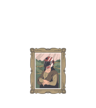 Mona Lisa Versenyző minta fekete pólón