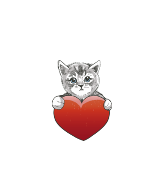 Cuki Cica Szívvel minta fehér pólón