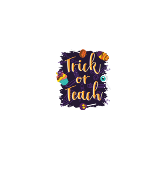 Trick or Teach Halloween Tanároknak minta farmerkék pólón