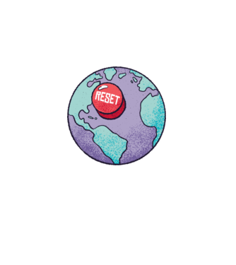Reset Föld minta fehér pólón