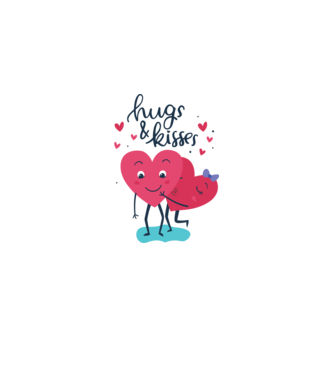 Hugs and Kisses cuki póló Valentin napra minta világos rózsaszín pólón