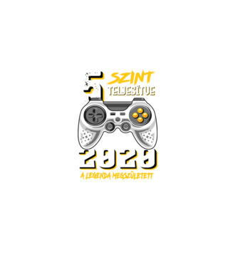 GAMER szint teljesítve 5. 2020 minta fekete pólón