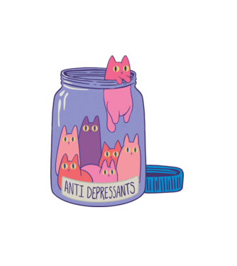 Antidepresszáns minta fehér pólón