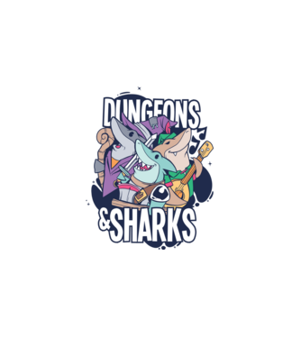 Dungeon Sharks minta fehér pólón