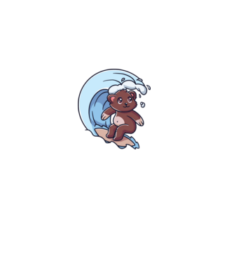 Surfing Cute Bear minta fekete pólón