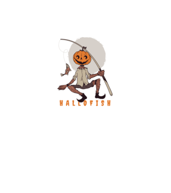 Hallofish - Horgász Halloween minta fekete pólón