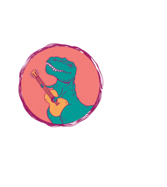 Gitáros Trex minta fekete pólón