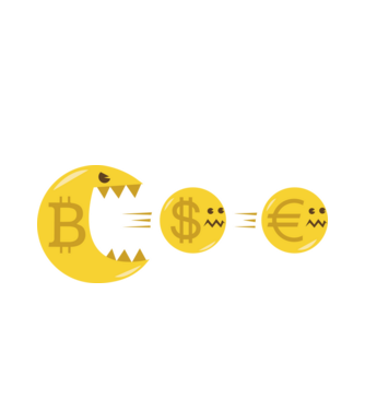 Bitcoin Pacman minta fehér pólón