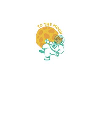 Dogecoin to the moon minta türkiz pólón