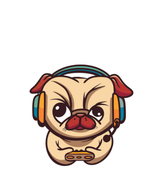 Gamer mopsz minta fehér pólón