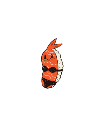 Sushi Bikiniben minta fehér pólón