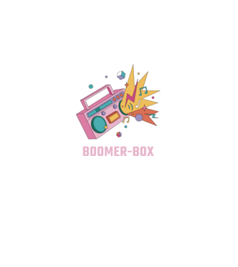 Boomer Box Magnó Retró minta fekete pólón