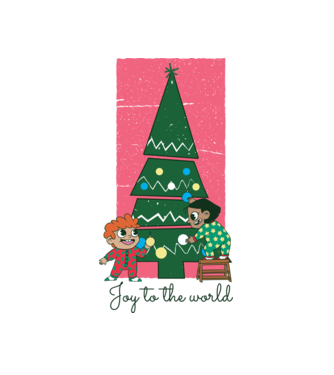 Karácsonyfa díszítés minta fehér pólón