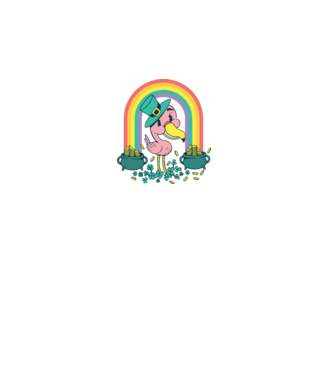Szent Patrick flamingo minta fehér pólón