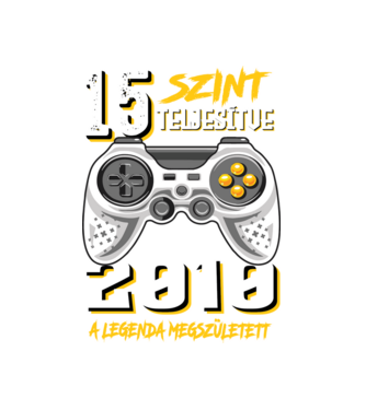 GAMER szint teljesítve 15. 2010 minta fekete pólón