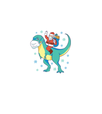 T-rex Télapó minta fekete pólón