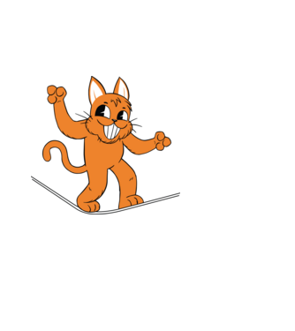 Cat slackline minta fekete pólón