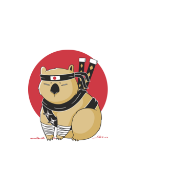 Ninja Wombat minta világos rózsaszín pólón
